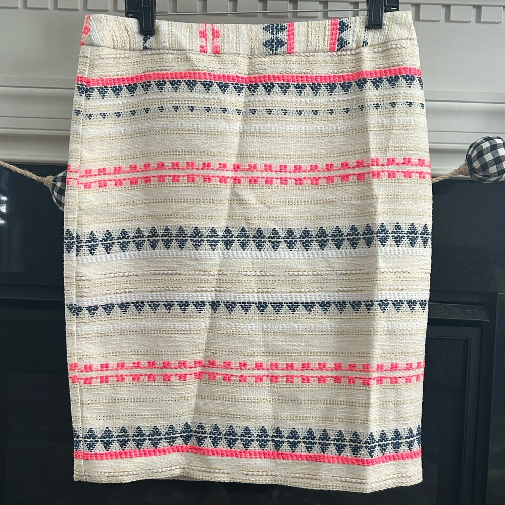 Trina Turk Cream and Pink Patterned Skirt